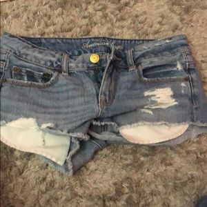light wash blue jean shorts